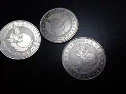 Pokemon Card Meiji Promo Battle Coin Silver x3 Eevee Vaporeon Flareon #5687 PLAY - Image 5