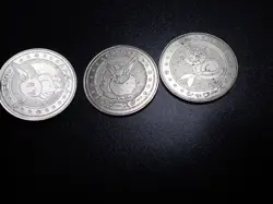 Pokemon Card Meiji Promo Battle Coin Silver x3 Eevee Vaporeon Flareon #5688 PLAY - Image 4