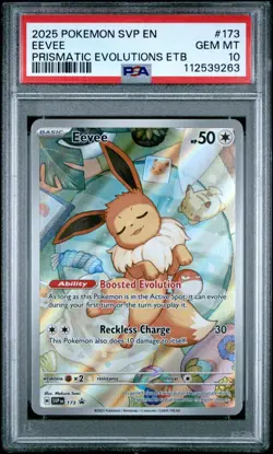 2025 POKEMON SVP EN-SV PRISMATIC EVOLUTIONS ETB PROMO #173 EEVEE PSA 10 #263 - Image 1