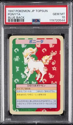 1997 POKEMON JPN TOPSUN BLUE BACK PONYTA PSA 10 - Image 1