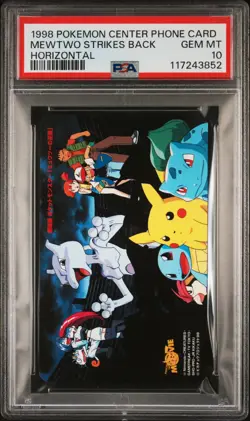1998 POKEMON CENTER PHONE CARD HOR MEWTWO STRIKES BACK PSA 10 - Image 1
