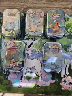 LOT OF 5 Pokemon TCG Kanto Friends Mini Tin Set (D22) Factory Sealed - Image 1