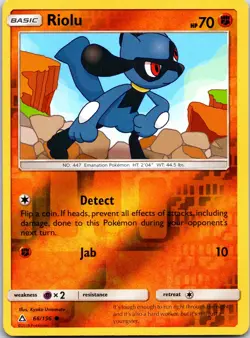 Pokemon TCG - Riolu Reverse Holo Common SM - Ultra Prism 66/156 NM - Image 1