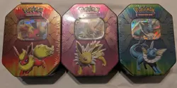 Pokemon Tins 2019 Elemental Powers Jolteon,Vaporeon,Flareon GX Sealed Set of 3 - Image 1