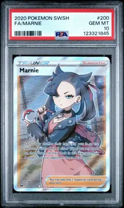 PSA 10 MARNIE 200/202 FULL ART SWORD & SHIELD BASE POKEMON 😍 - Image 1