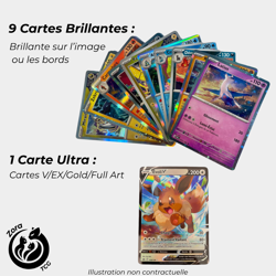 Lot de 10 cartes Pokemon brillantes avec 1 ULTRA RARE Francaise ! - Image 3