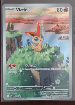 Victini SVP 208 Illustration Rare Black Star Promo Pokemon Card NM - Image 1