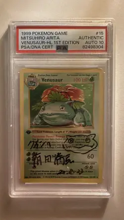 Pokemon Mitsuhiro Arita PSA Autograph Venusaur 1st Edition Base Set Holo 15/102 - Image 3