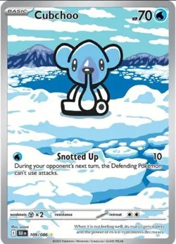 Pokemon TCG Cubchoo Illustration Rare Black Bolt 109/086 - Image 1