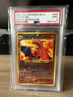 Charizard Neo 2 Promo 2000 Japanese Pokemon Card No 006 Reverse Holo PSA 9 Mint - Image 1