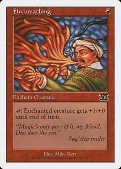 Firebreathing NM/M 6th Sixth Edition Red Enchantment Creature Mtg Magic - Image 1