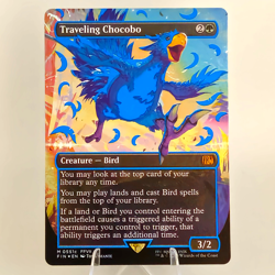 Traveling Chocobo (Borderless) (Neon Ink Blue) Final Fantasy MTG Foil - Image 1