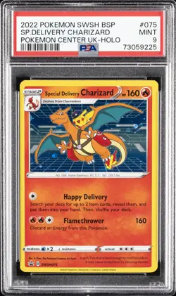2022 POKEMON SWSH BLACK STAR PROMO #075 SPECIAL DELIVERY CHARIZARD-HOLO PSA 9 - Image 1