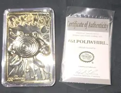 1999 Pokemon 23K Gold Plated Trading Card Poliwhirl Burger King COA - Image 2