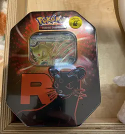 NEW Pokemon TCG Destined Rivals Sealed Promo rocket’s Tin 4x Booster Packs Cards - Image 1