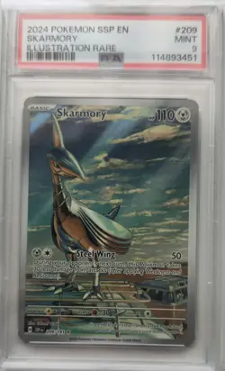 💥Skarmory 209/191 Illustration Rare Surging Sparks PSA MINT 9 - Pokemon TCG - Image 1