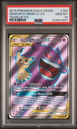 PSA 10 Gengar & Mimikyu Full Art #164 Pokemon 2019 Team Up Gem Mint - Image 1