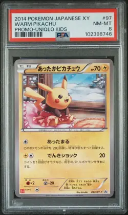 WARM PIKACHU 097/XY-P | PSA 8 | Uniqlo Promo Japanese Graded Pokemon Card - Image 1