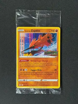 Galarian Zapdos SWSH124 STAFF Pokemon Card Evolving Skies Prerelease Promo - Image 1