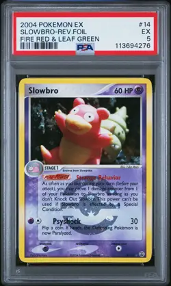 2004 POKEMON EX FIRE RED & LEAF GREEN #14 SLOWBRO-REVERSE FOIL PSA 5 - Image 1