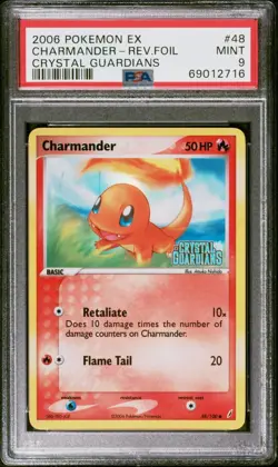 Pokemon PSA 9 MINT Charmander 48/100 Reverse Holofoil EX Crystal Guardians 2006 - Image 1