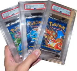 Complete 1999 Pokemon Unlimited Base Set PSA 10 Graded Booster Pack Trio Set - Image 1
