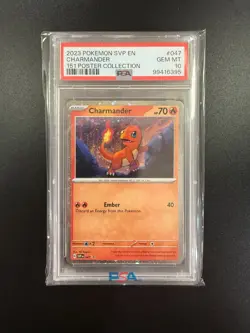 2023 POKEMON SVP EN-SV BLACK STAR PROMO 151 POSTER COLL #047 CHARMANDER PSA 10 - Image 1