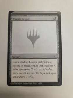 Twenty Lessons Unknown Event Playtest Card MTG Gencon 2025 Magic - Image 1