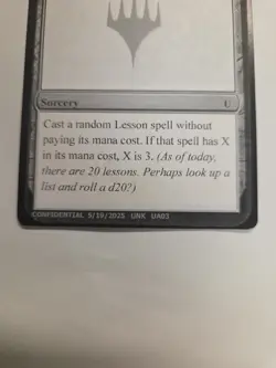 Twenty Lessons Unknown Event Playtest Card MTG Gencon 2025 Magic - Image 2