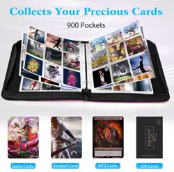 Trading Card Binder, 900 Pockets Collection Card Binder w Fabric Cover & Zipper - Image 5