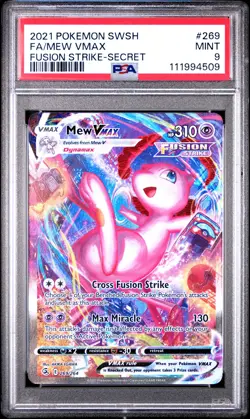 2021 POKEMON SWORD & SHIELD FUSION STRIKE SECRET #269 FULL ART/MEW VMAX PSA 9 - Image 1