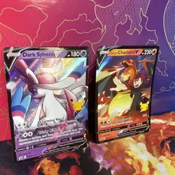 Lance's Charizard V & Dark Sylveon V SWSH Promo Pokemon TCG NM Celebrations Set - Image 3