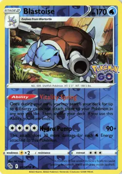 2022 Reverse Holo Pokemon Pokemon GO #017/078 Blastoise - Image 1
