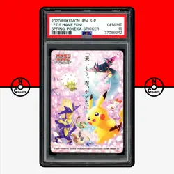 Pokemon PSA 10 Let's Have Fun! Pikachu Spring Pokeka Sticker 2020 Japanese - Image 1