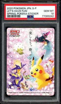Pokemon PSA 10 Let's Have Fun! Pikachu Spring Pokeka Sticker 2020 Japanese - Image 3