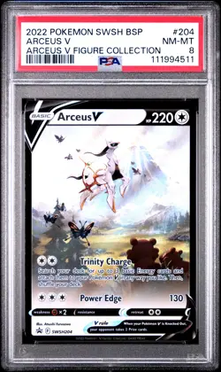 2022 POKEMON SWSH BLACK STAR PROMO ARCEUS V FIGURE COLL #204 ARCEUS V PSA 8 - Image 1
