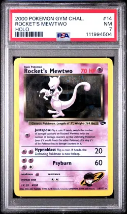 2000 POKEMON GYM CHALLENGE HOLO #14 ROCKET'S MEWTWO PSA 7 - Image 1