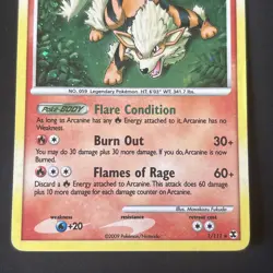 Arcanine 1/111 Holo Platinum Rising Rivals Rare Pokemon TCG NM/LP - Image 2