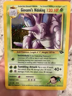 Giovanni's Nidoking 120 HP Pokemon Card 7/132 Gym Challenge Holo Rare NM - Image 1