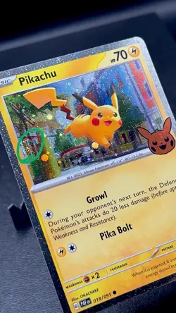 Pikachu 018/091 NM Cosmos Holo Cool Swirl Adorable Trick or Trade Pokemon Card! - Image 1