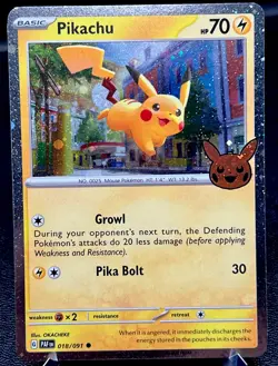 Pikachu 018/091 NM Cosmos Holo Cool Swirl Adorable Trick or Trade Pokemon Card! - Image 2