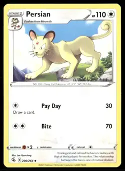 2021 Fusion Strike Set Pokemon Card 200 Persian NM - Image 1