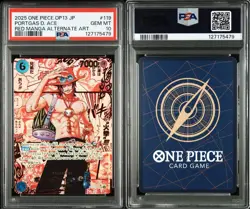 One Piece Ace Red Super Parallel ComiPara PSA10 OP13 SP Limited Card Rare - Image 1