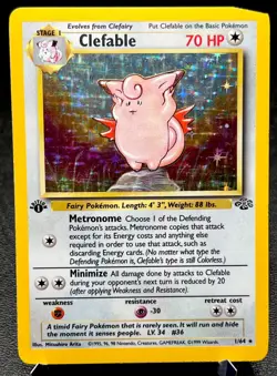 Clefable Holo 01/64 HP/DMG Holo Rare Vintage 1st Edition Jungle Pokemon Card! - Image 1