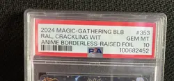 24 MTG BLOOMBURROW RAL CRACKLING WIT #353 ANIME RAISED FOIL BORDERLESS PSA 10 NS - Image 2