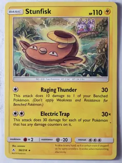 Stunfisk 56/214 PL - RARE Non Holo Unbroken Bonds Pokemon Card - sowsow Art - Image 1