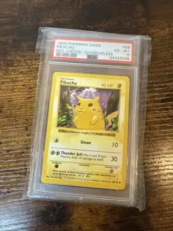 1999 Pokemon Base Set Shadowless Red Cheeks Pikachu #58 PSA 6 EX-MT - Image 1