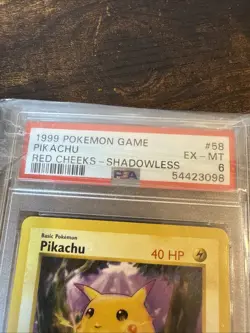1999 Pokemon Base Set Shadowless Red Cheeks Pikachu #58 PSA 6 EX-MT - Image 2
