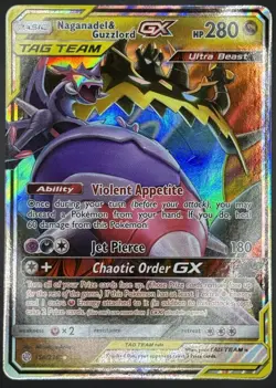 Pokemon TCG Naganadel & Guzzlord GX Cosmic Eclipse Holo Ultra Rare 158/236 MP - Image 1