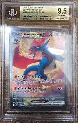 Pokemon TCG Salamence EX Full Art Card Journey Together 187/159 BECKETT 9.5 - Image 1
